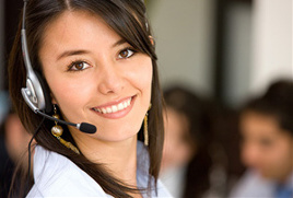 lady with headphones